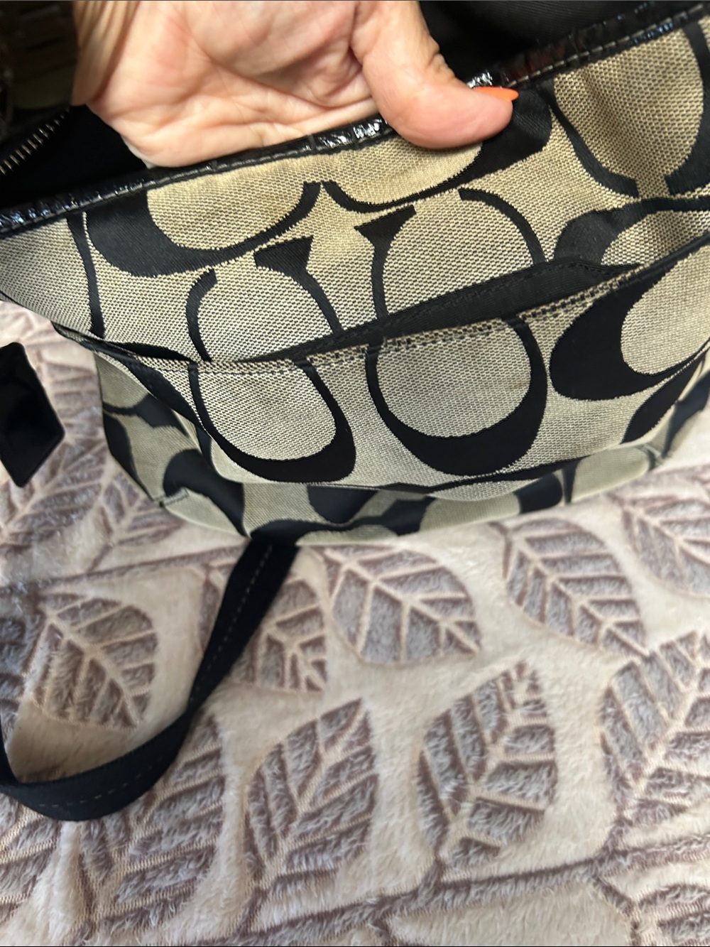Used Coach Black and grey Signature Crossbody Shoulder Bag with free coin purse - Picture 5 of 8